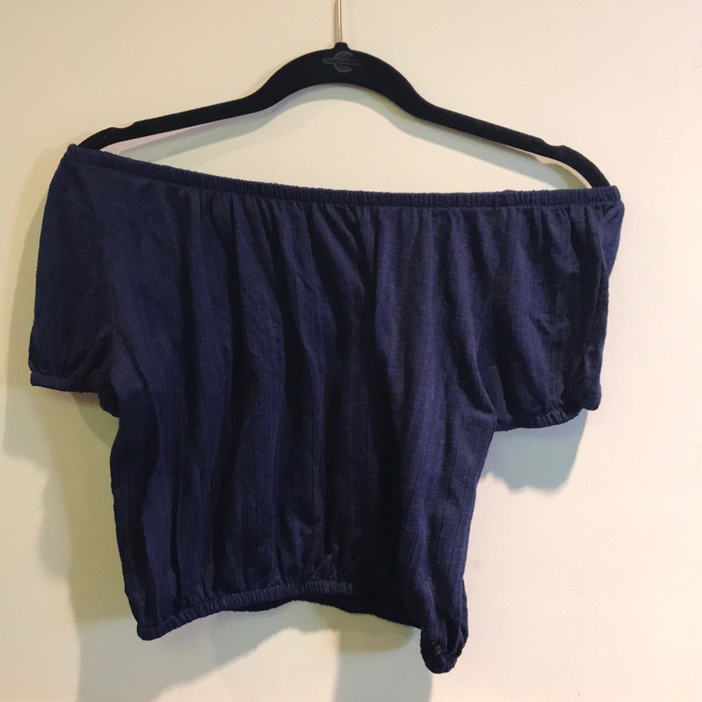 NAVY BLUE OFF-SHOULDER TOP